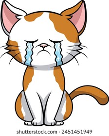 Traurige Katze weinende Vektorillustration