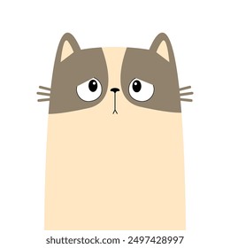 Sad cat face head. Cute cartoon kawaii kitten animal silhouette. Childish style. Funny baby kitty. Happy Valentines Day. Love card, banner, sticker print. Flat design. White background. Vector