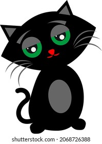 Sad cat, illustration, vector, on a white background.