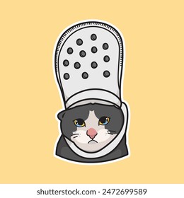 Sad Cat Meme Sticker Vector Cute Illustration