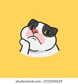 Sad Cat Meme Aufkleber Vektor Niedliche Illustration