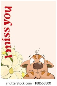 A sad cat postcard cartoon 