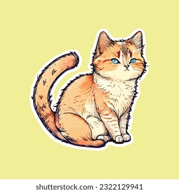 sad cat vector character illustration