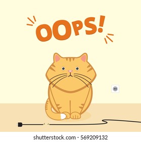 Sad cat, Vector illustration
