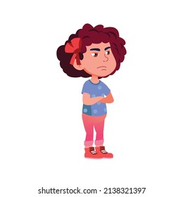 sad caucasian girl mad at parents cartoon vector. sad caucasian girl mad at parents character. isolated flat cartoon illustration