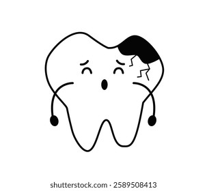 Sad Cavities Tooth Cute Dental Character Line