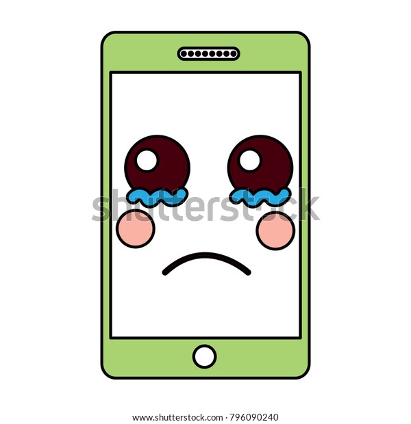 Sad Cellphone Kawaii Icon Image Stock Vector (Royalty Free) 796090240 ...