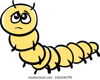 Sad centipede, illustration, vector on white background.