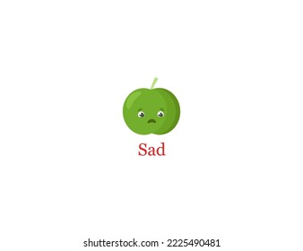 Carácter triste emoji verde vector manzana 