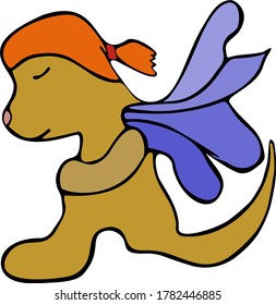 A sad character with wings like petals