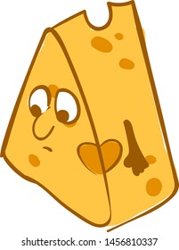 Sad cheese, illustration, vector on white background