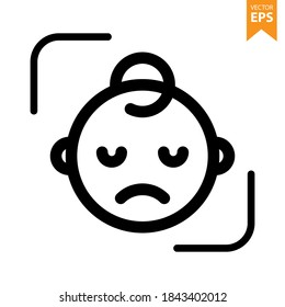 Sad child emoji icon. Emoticons icon vector. Avatar symbol. Character pictogram, flat vector sign. For graphic and web design. Eps10 vector illustration.