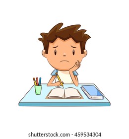 Cartoon Kid Doing Homework High Res Stock Images Shutterstock