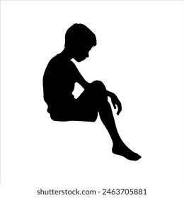 Sad child silhouette isolated on white background. Sad child icon vector illustration design.