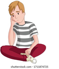 El niño triste de fondo blanco