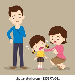 sad children wants to embrace.family Comforting Upset Elementary