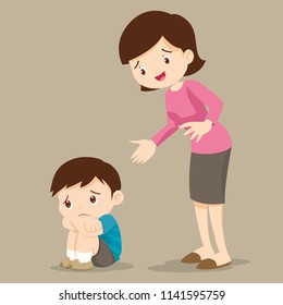 Sad Children Wants Embracemother Comforting Upset Stock Vector (Royalty ...