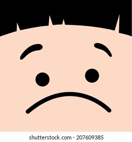 Sad Chinese boy face