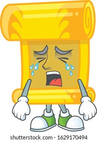 Sad of chinese gold scroll cartoon mascot style