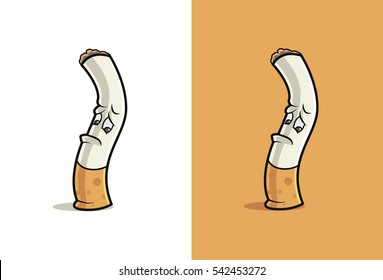 Sad Cigarette cartoon . Vector illustration