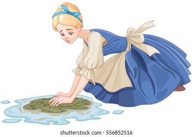 Sad Cinderella cleaning the floor with floor cloth  svg