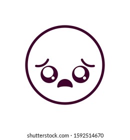 sad circle cartoon design, Kawaii expression cute character funny and emoticon theme Vector illustration