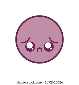sad circle cartoon design, Kawaii expression cute character funny and emoticon theme Vector illustration