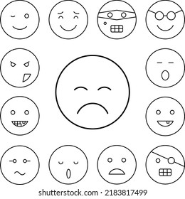 Sad Closed Eyes Emotions Icon Collection Stock Vector (Royalty Free ...