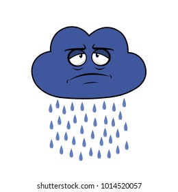 sad cloud character illustration vector design