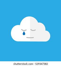 sad cloud crying. Vector illustration. Flat design.