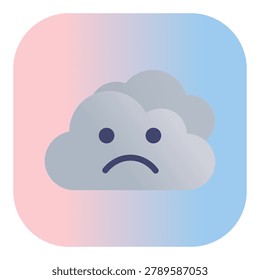 Sad cloud emoji icon with a downturned mouth and droopy eyes