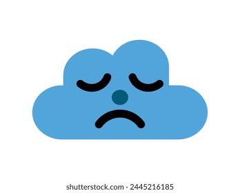 Sad cloud illustration, insulated on a white background vector. Simple bad mood logo symbol.