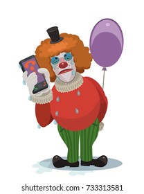 The sad clown is crying he will not be a holiday