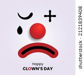Sad clown face with big red rubber nose