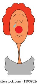 Sad clown illustration vector on white background 