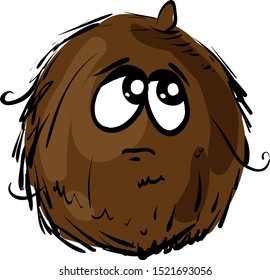 Triste coco, ilustración, vector sobre fondo blanco.