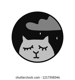 Sad cold tired ill cat walking on the street while raining at night logo