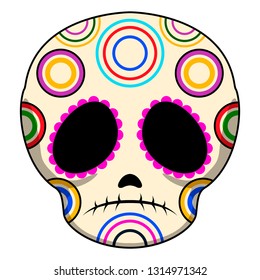 Sad colored mexican skull cartoon. Vector illustration design