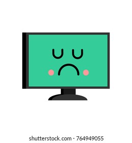 Sad computer emoji. sorrowful PC emotion. Vector illustration