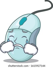 Sad of computer mouse cartoon mascot style