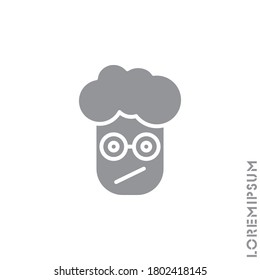 Sad and Confused Emoticon boy, man Icon Vector Illustration. Style. gray on white background