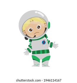 SAD CONFUSED EXPRESSION astronaut KID WHITE BOY VECTOR digital design graphic 2d HD illustration