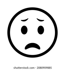 Triste cara confundida con emociones negativas. Ilustración del icono del vector.