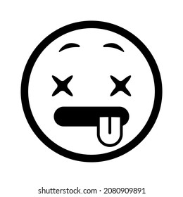 Triste cara confundida con emociones negativas. Ilustración del icono del vector.