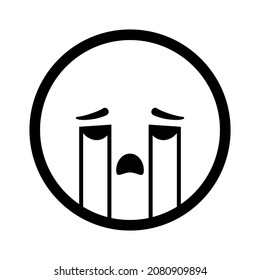 Sad confused face with negative emotions. Vector icon illustration.