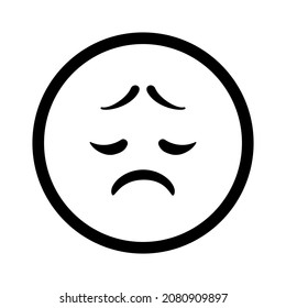 Sad confused face with negative emotions. Vector icon illustration.
