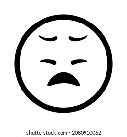 Sad confused face with negative emotions. Vector icon illustration.