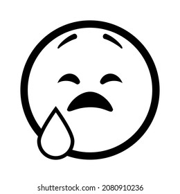 Triste cara confundida con emociones negativas. Ilustración del icono del vector.