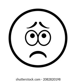 Sad confused face with negative emotions. Vector icon illustration.