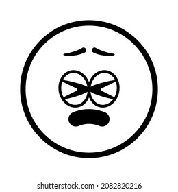Sad confused face with negative emotions. Vector icon illustration.